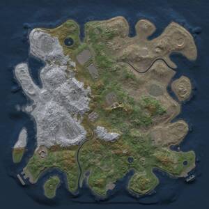 Thumbnail Rust Map: Procedural Map, Size: 3600, Seed: 1350454456, 16 Monuments