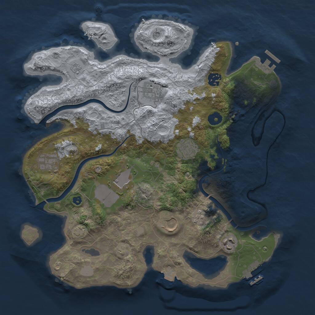 Rust Map: Procedural Map, Size: 3500, Seed: 447799, 14 Monuments