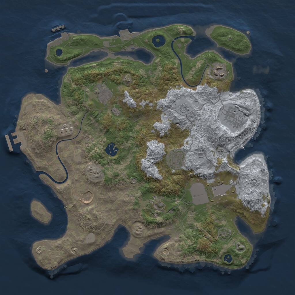 Rust Map: Procedural Map, Size: 3500, Seed: 41226624, 15 Monuments