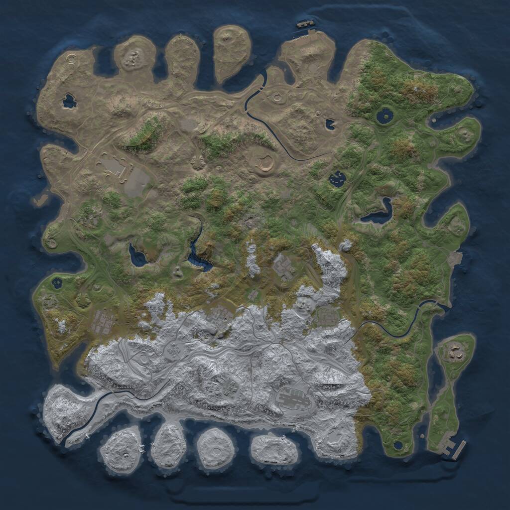 Rust Map: Procedural Map, Size: 4800, Seed: 1391156981, 17 Monuments