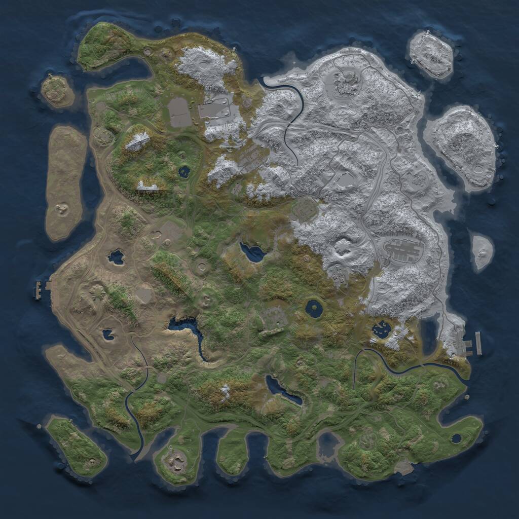 Rust Map: Procedural Map, Size: 4500, Seed: 512724969, 16 Monuments