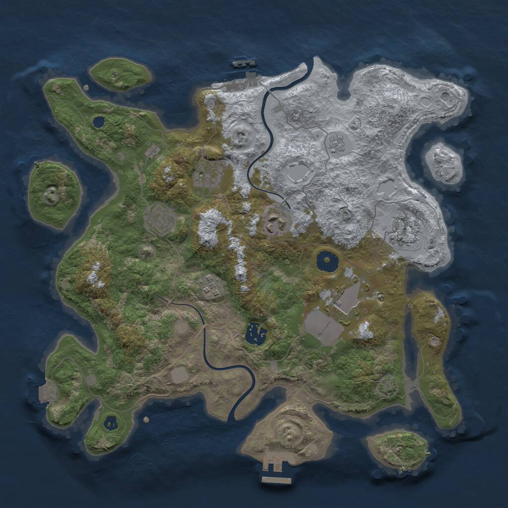 Rust Map: Procedural Map, Size: 3500, Seed: 602495407, 12 Monuments