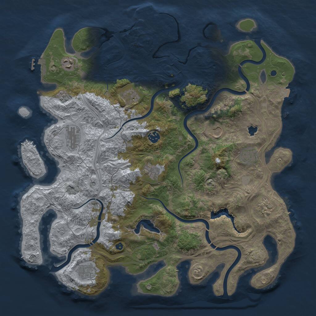Rust Map: Procedural Map, Size: 4250, Seed: 1826037867, 16 Monuments
