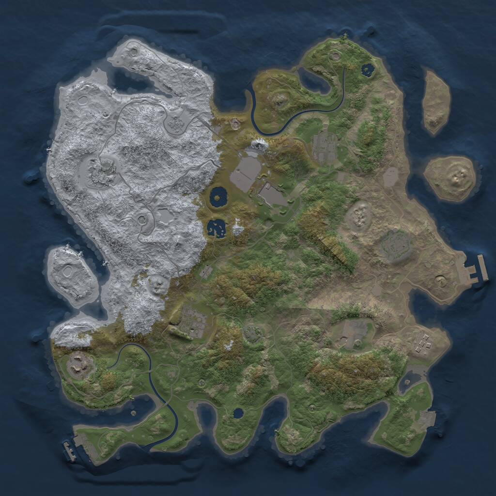 Rust Map: Procedural Map, Size: 3800, Seed: 1416274403, 15 Monuments