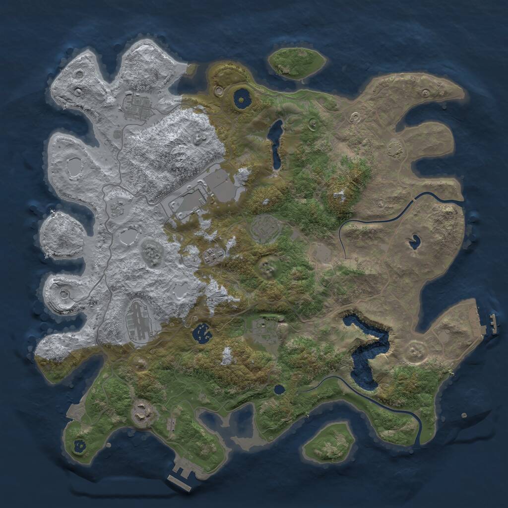 Rust Map: Procedural Map, Size: 4000, Seed: 52842, 14 Monuments