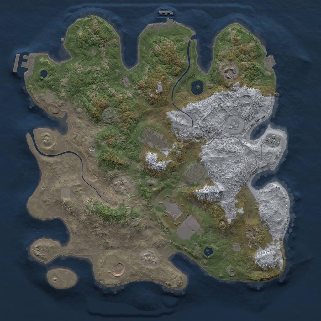 Rust Map: Procedural Map, Size: 3500, Seed: 7738219, 13 Monuments