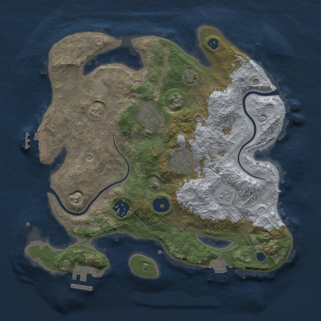 Rust Map: Procedural Map, Size: 3000, Seed: 1234158253, 9 Monuments