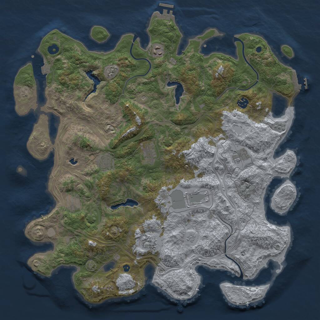 Rust Map: Procedural Map, Size: 4500, Seed: 1729624050, 15 Monuments