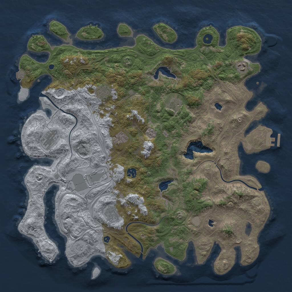 Rust Map: Procedural Map, Size: 4500, Seed: 456735933, 14 Monuments