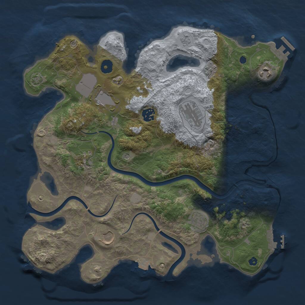 Rust Map: Procedural Map, Size: 3500, Seed: 852367197, 14 Monuments