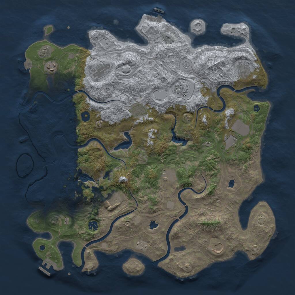 Rust Map: Procedural Map, Size: 4500, Seed: 117543184, 17 Monuments