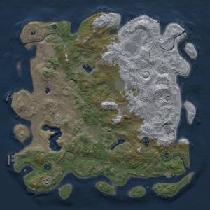 Thumbnail Rust Map: Procedural Map, Size: 4600, Seed: 1657607784, 14 Monuments