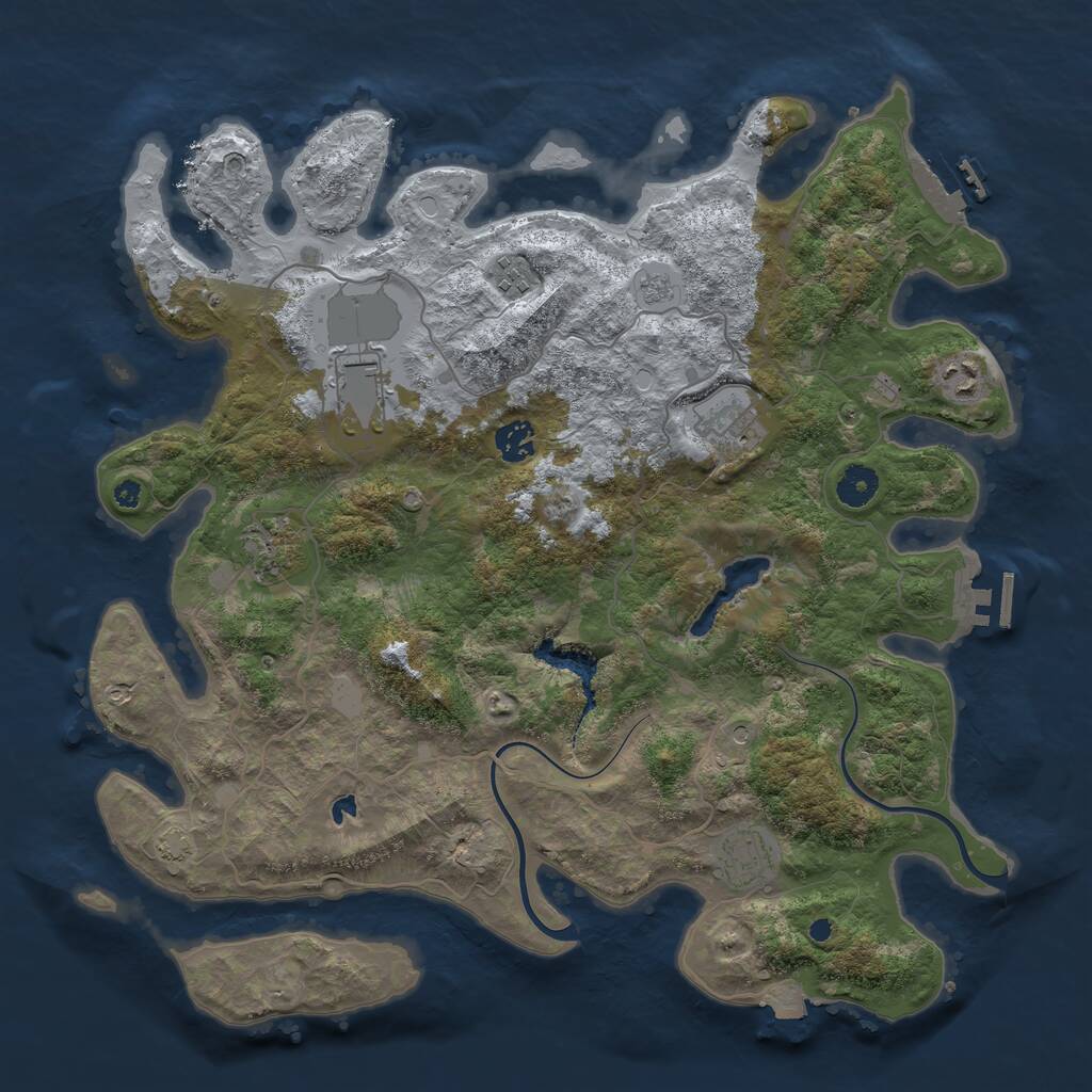 Rust Map: Procedural Map, Size: 4000, Seed: 65893, 13 Monuments