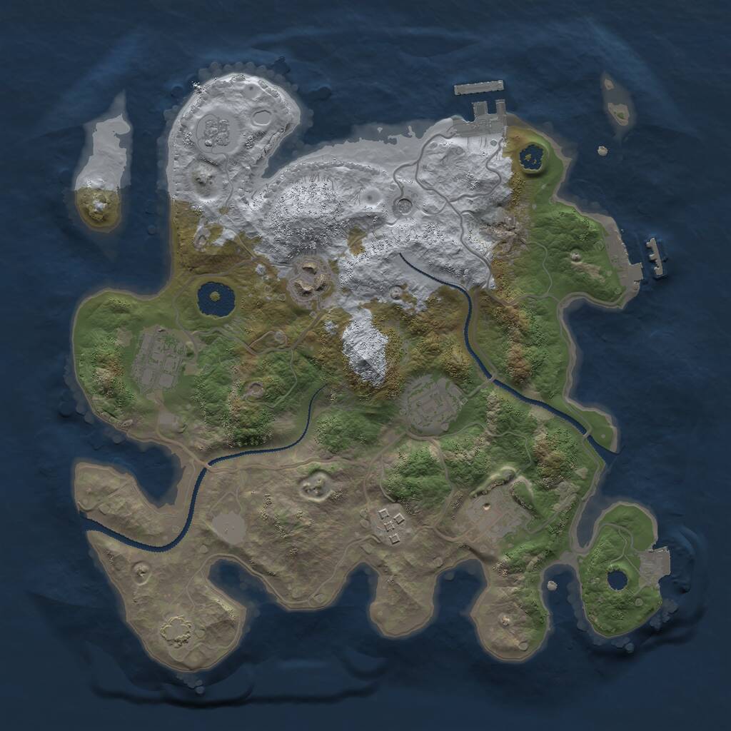 Rust Map: Procedural Map, Size: 3000, Seed: 2110727389, 11 Monuments