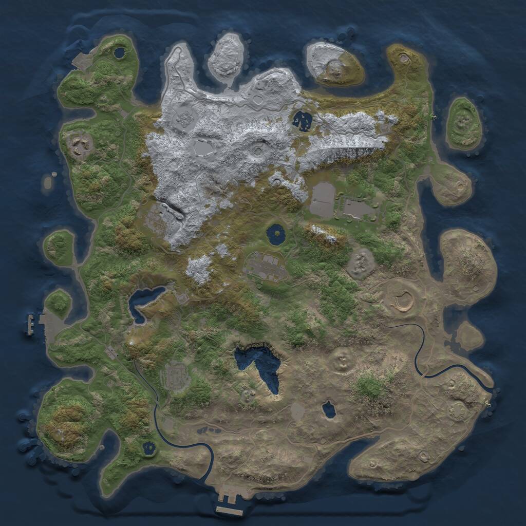 Rust Map: Procedural Map, Size: 4000, Seed: 2103810669, 13 Monuments