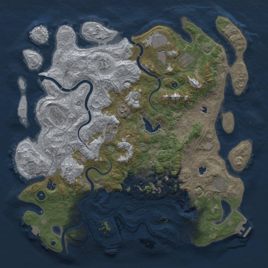 Rust Map: Procedural Map, Size: 4500, Seed: 839924505, 16 Monuments