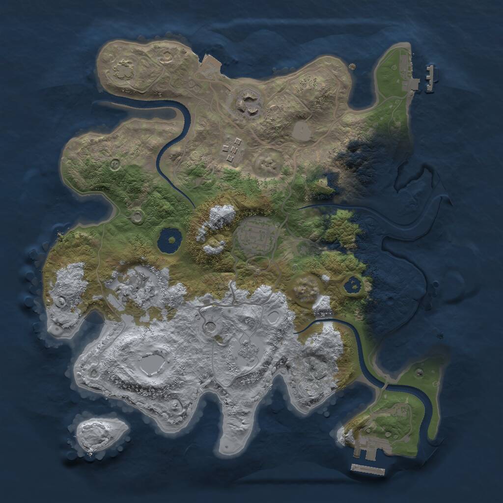 Rust Map: Procedural Map, Size: 3000, Seed: 1130919604, 10 Monuments