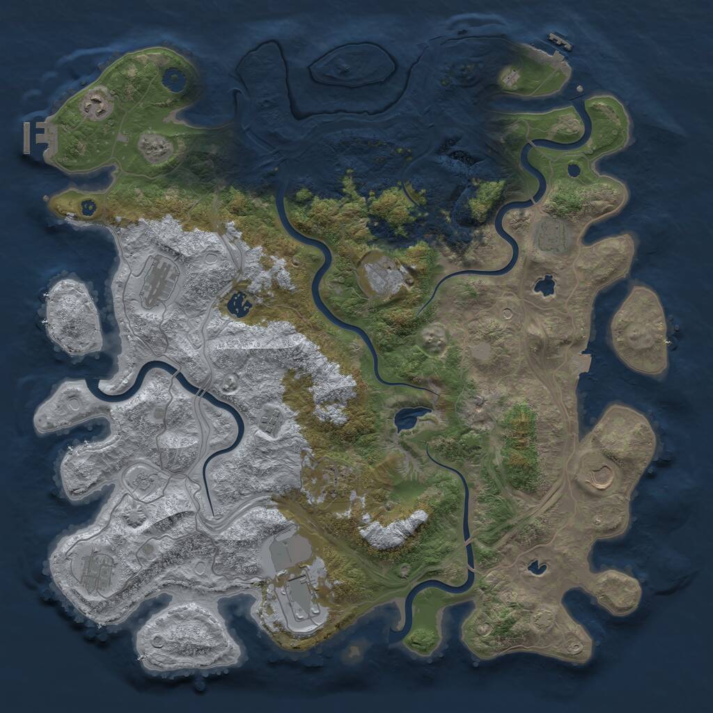 Rust Map: Procedural Map, Size: 4500, Seed: 1820699025, 16 Monuments