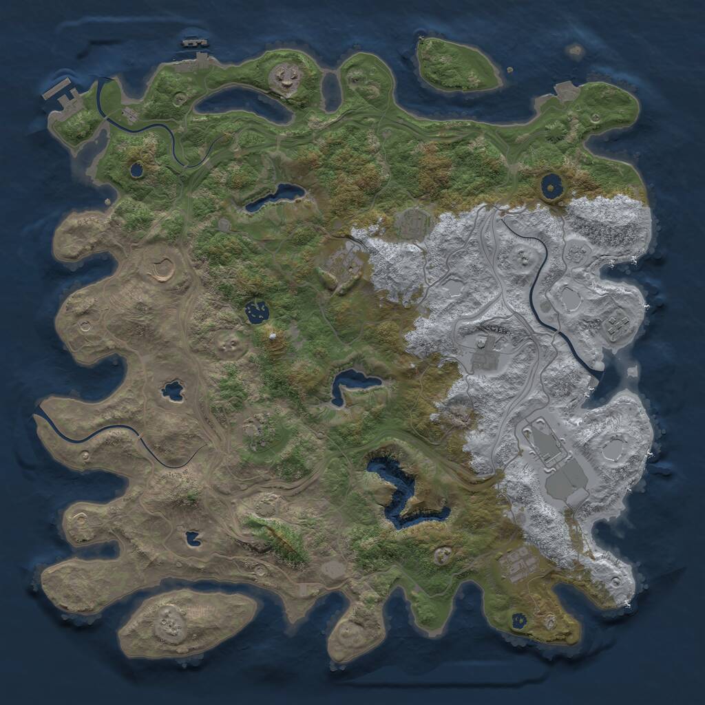 Rust Map: Procedural Map, Size: 4500, Seed: 1793231006, 16 Monuments