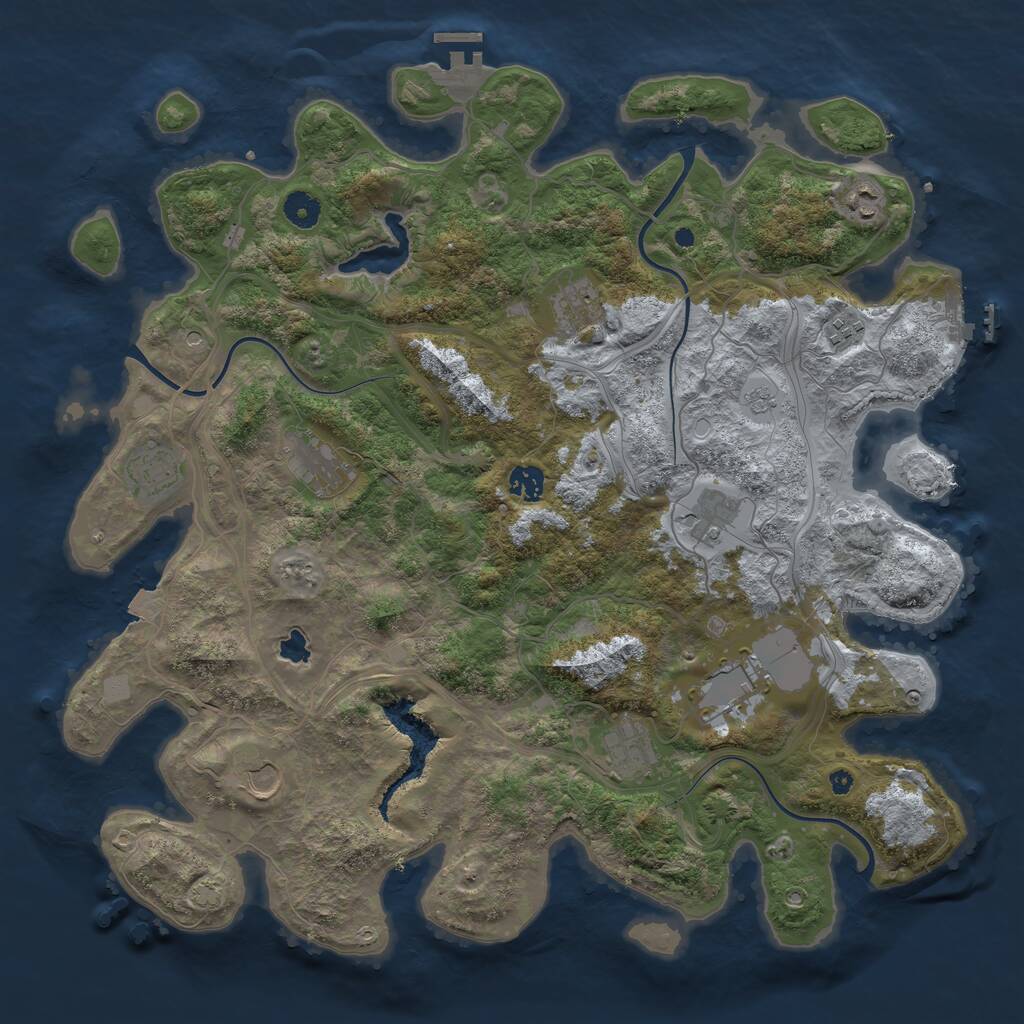 Rust Map: Procedural Map, Size: 4250, Seed: 1079337877, 16 Monuments