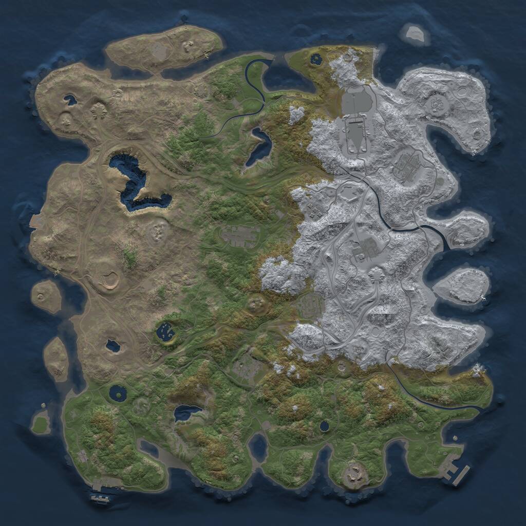 Rust Map: Procedural Map, Size: 4500, Seed: 1222815794, 16 Monuments