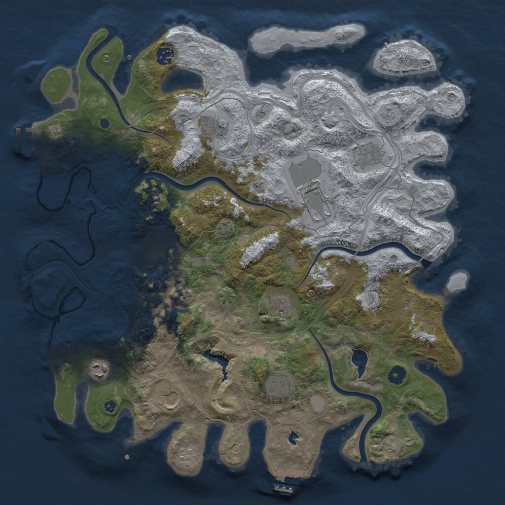 Rust Map: Procedural Map, Size: 4250, Seed: 1925306471, 17 Monuments