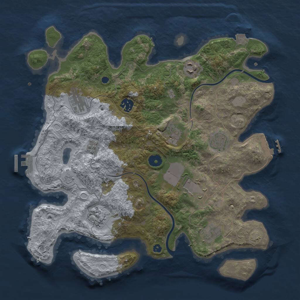 Rust Map: Procedural Map, Size: 3500, Seed: 24558800, 14 Monuments