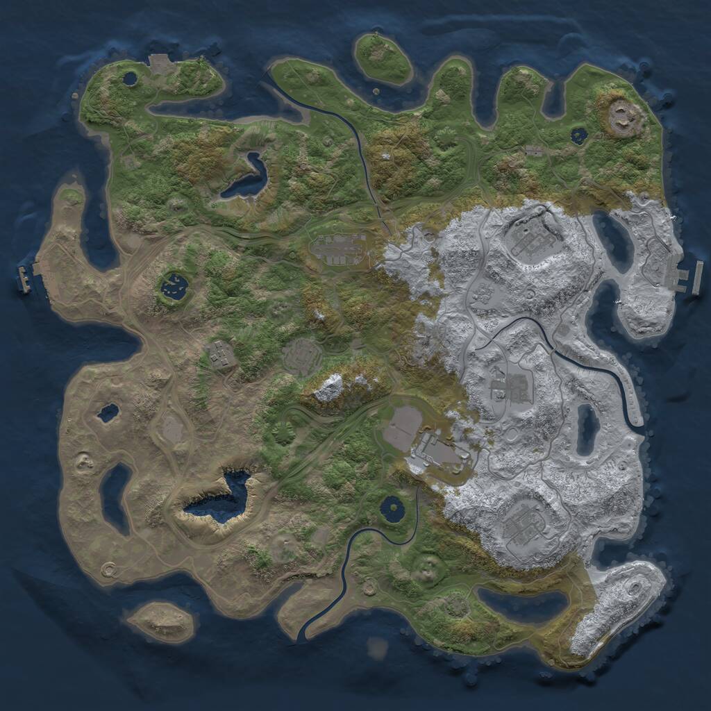 Rust Map: Procedural Map, Size: 4250, Seed: 1691699993, 15 Monuments