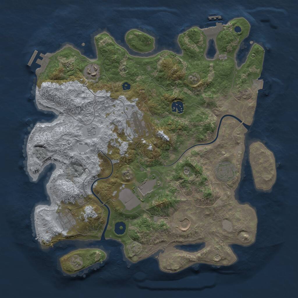 Rust Map: Procedural Map, Size: 3600, Seed: 172136436, 14 Monuments