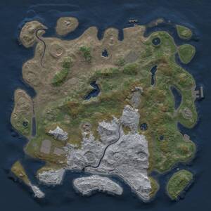 Thumbnail Rust Map: Procedural Map, Size: 4000, Seed: 866034999, 14 Monuments