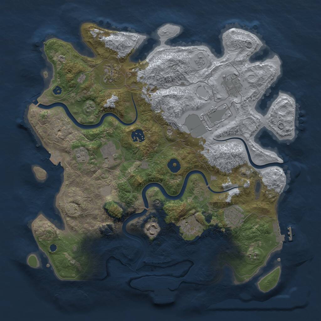 Rust Map: Procedural Map, Size: 3650, Seed: 28112117, 15 Monuments