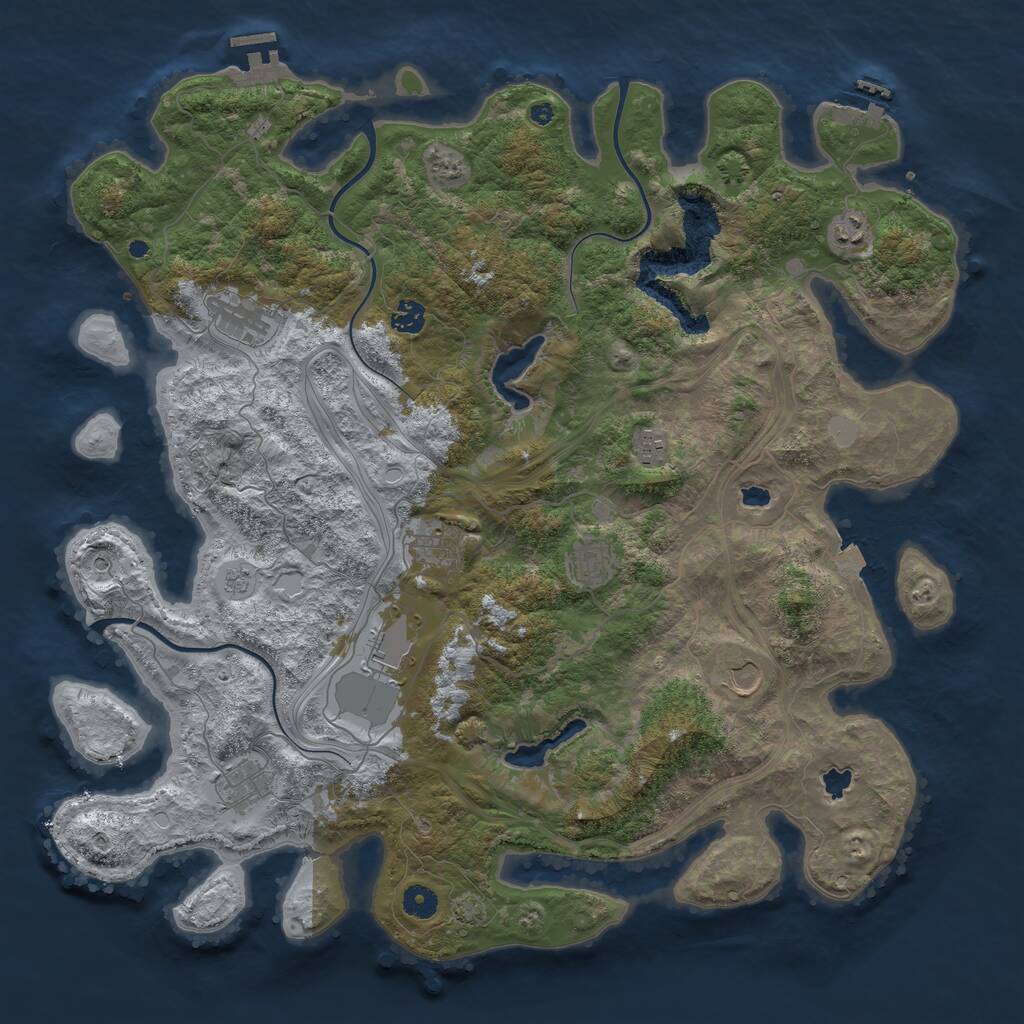Rust Map: Procedural Map, Size: 4500, Seed: 850234521, 15 Monuments