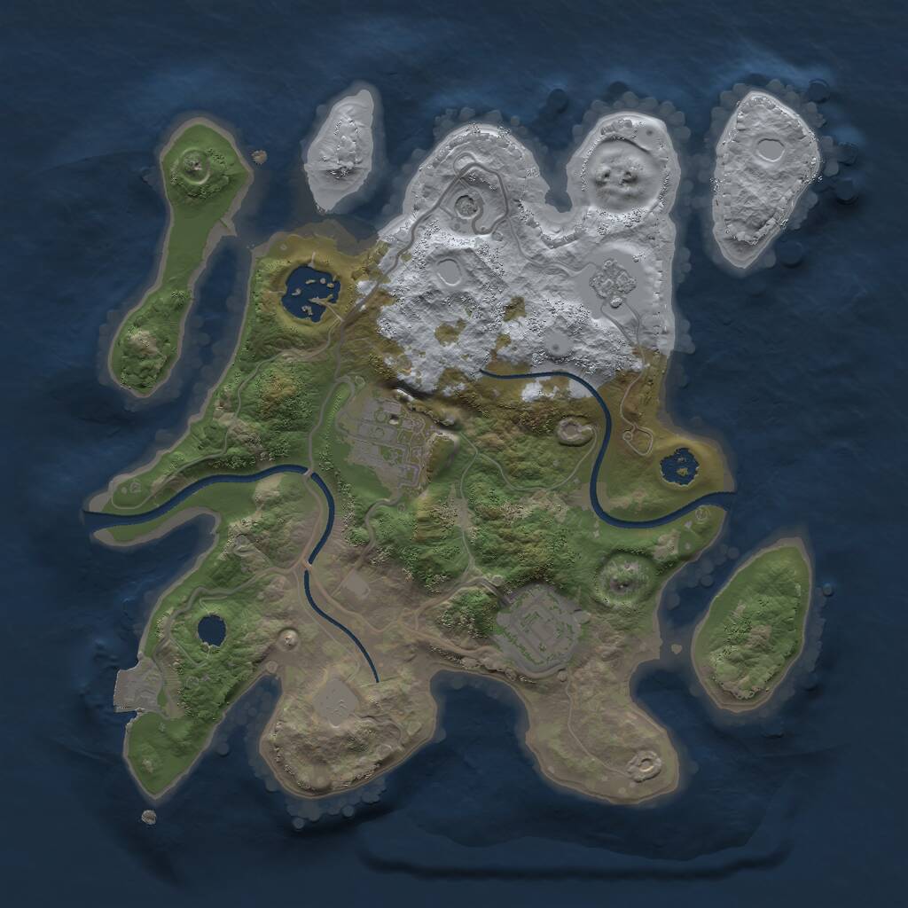 Rust Map: Procedural Map, Size: 2500, Seed: 1941084689, 6 Monuments