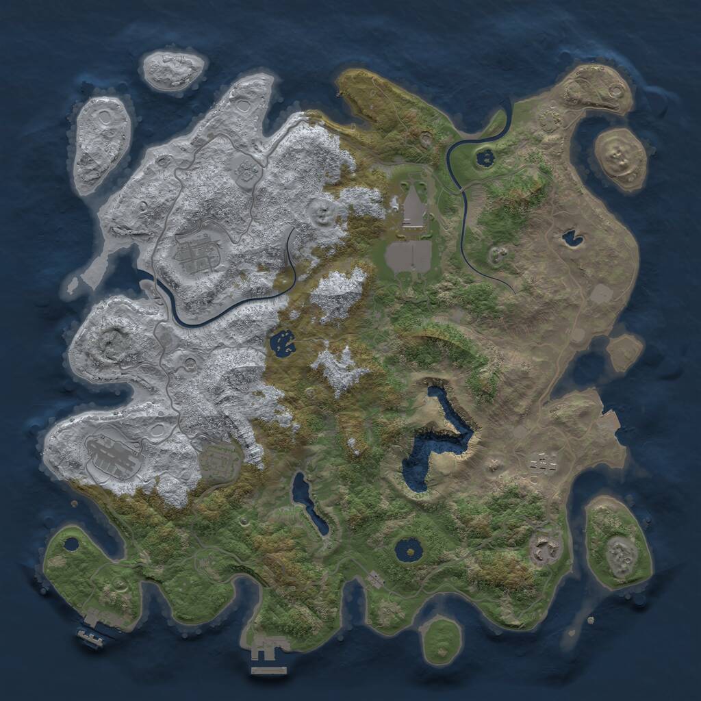 Rust Map: Procedural Map, Size: 4000, Seed: 1650245907, 13 Monuments