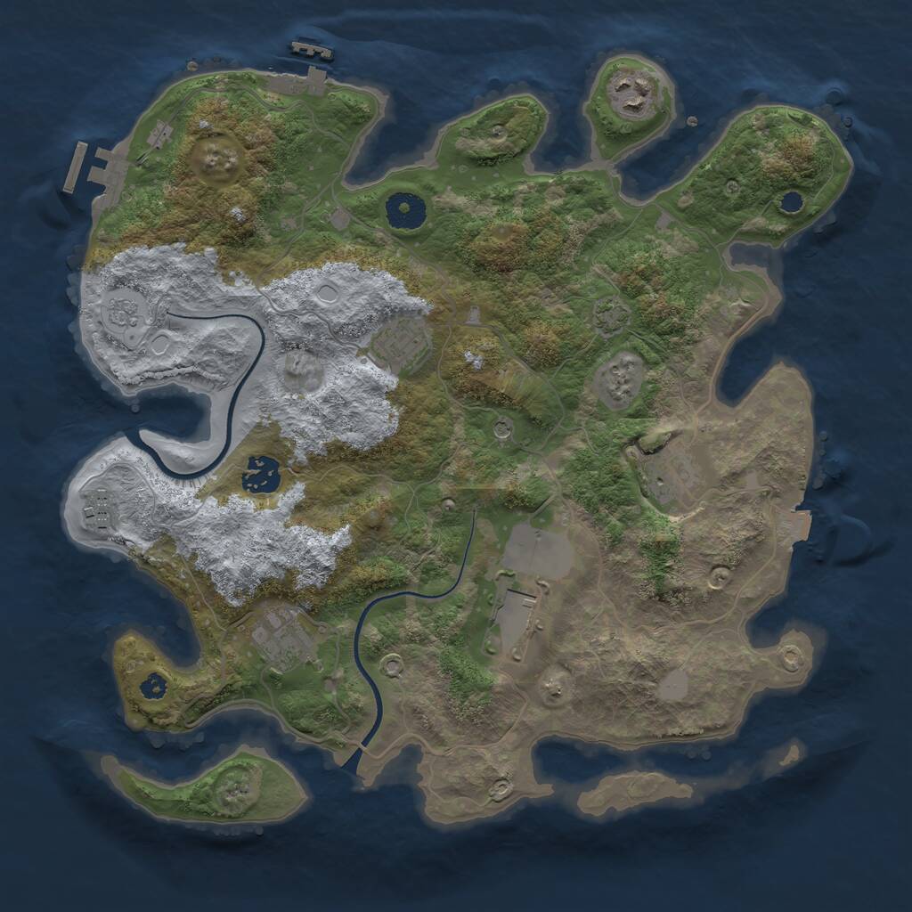 Rust Map: Procedural Map, Size: 3500, Seed: 62839034, 13 Monuments