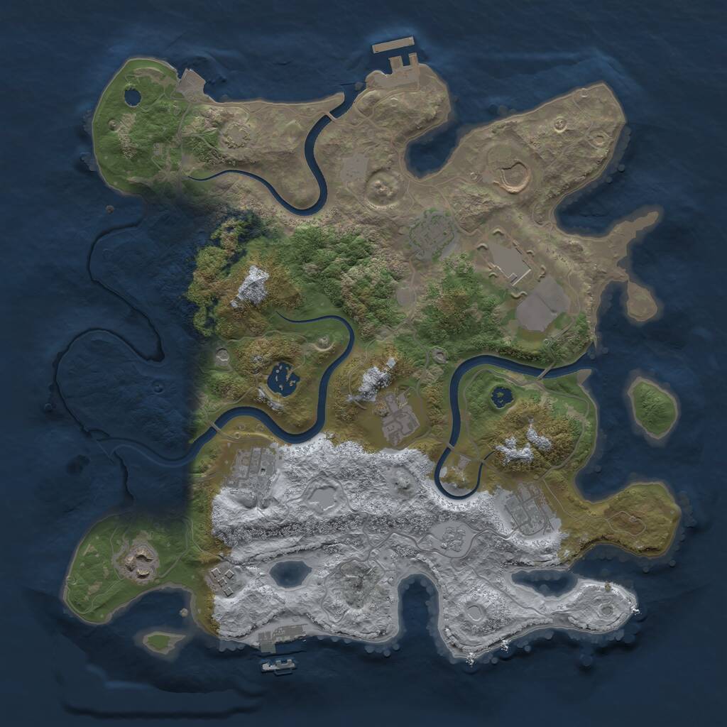 Rust Map: Procedural Map, Size: 3500, Seed: 25431582, 15 Monuments