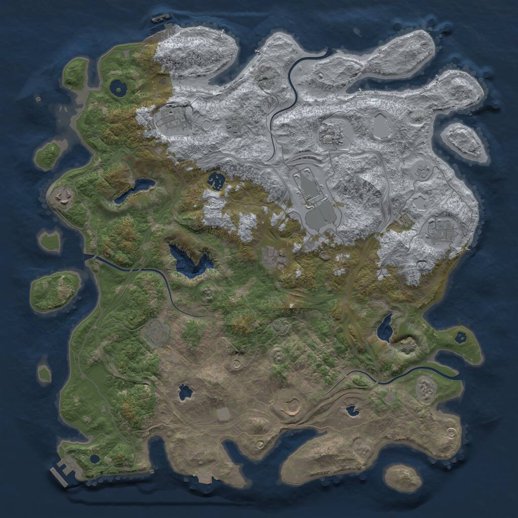 Rust Map: Procedural Map, Size: 4500, Seed: 940411094, 16 Monuments