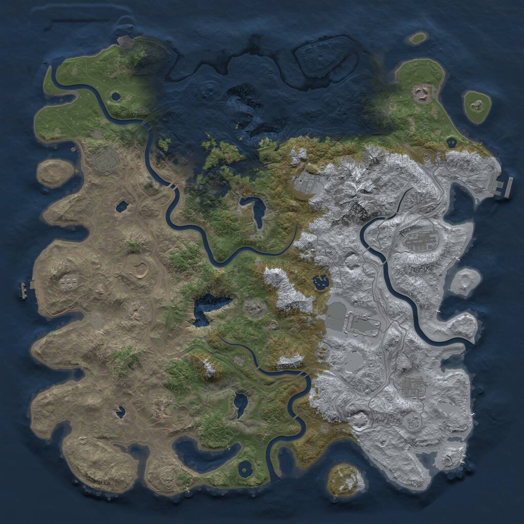 Rust Map: Procedural Map, Size: 5000, Seed: 501973647, 17 Monuments