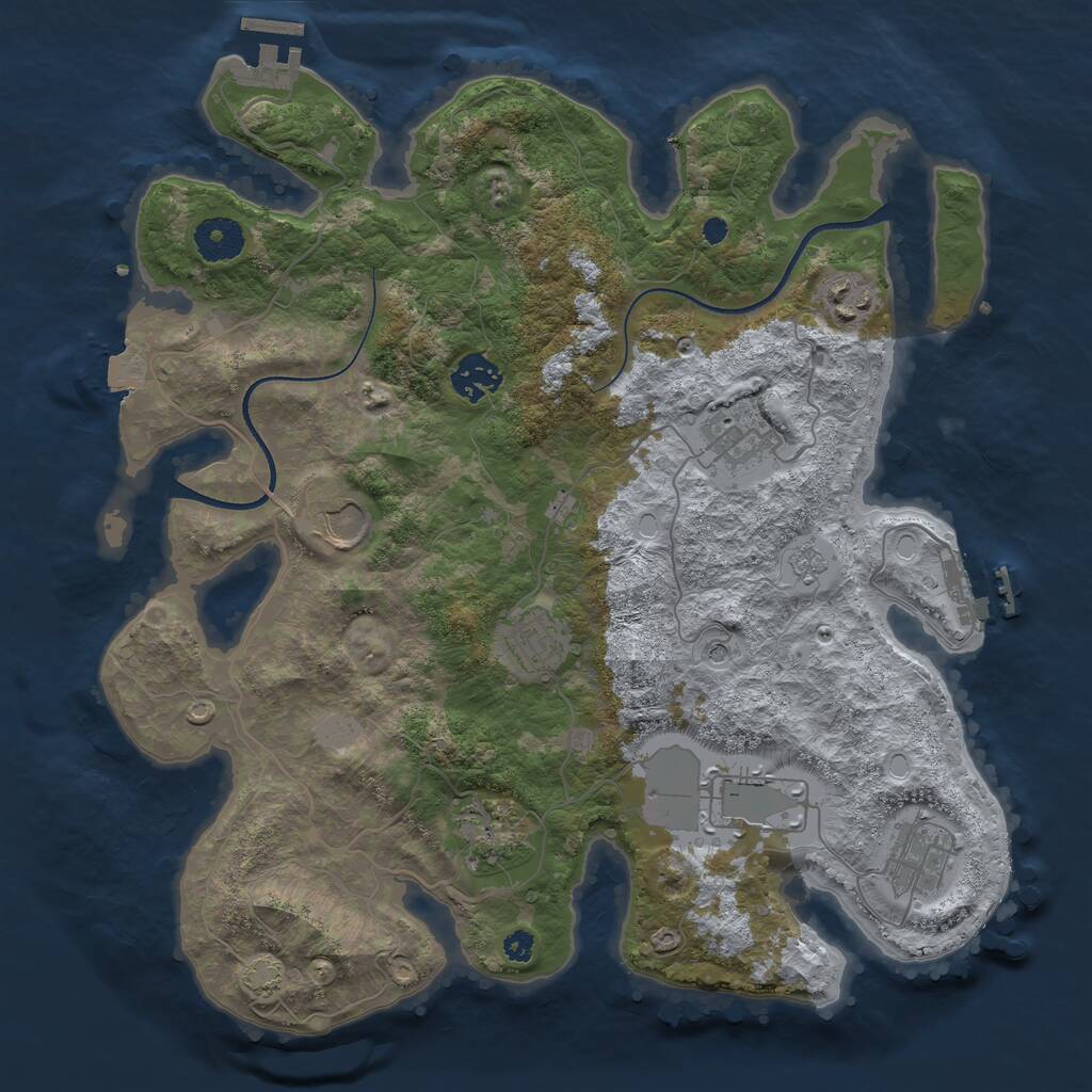 Rust Map: Procedural Map, Size: 3500, Seed: 464840396, 14 Monuments