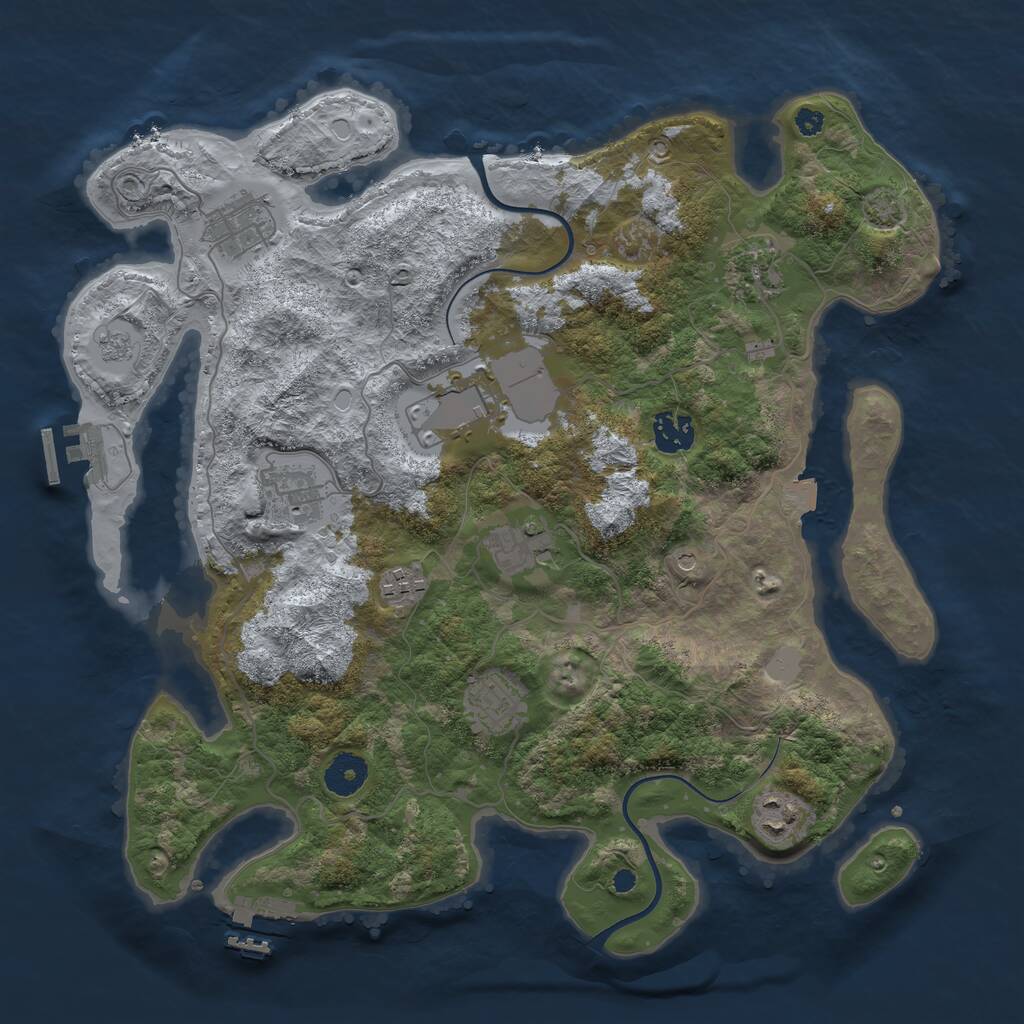 Rust Map: Procedural Map, Size: 3650, Seed: 43486930, 15 Monuments