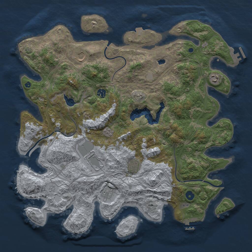 Rust Map: Procedural Map, Size: 4250, Seed: 108464051, 12 Monuments