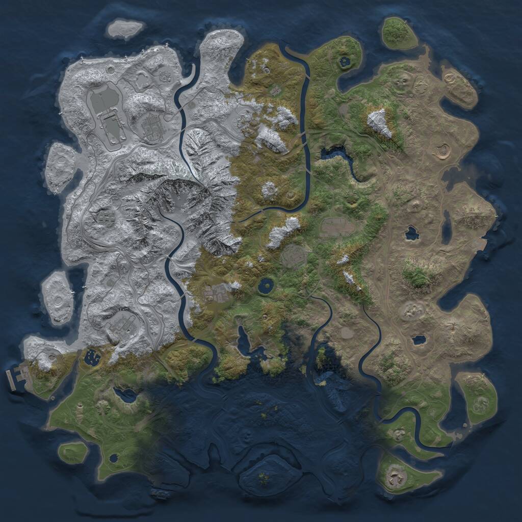 Rust Map: Procedural Map, Size: 5000, Seed: 123584147, 17 Monuments