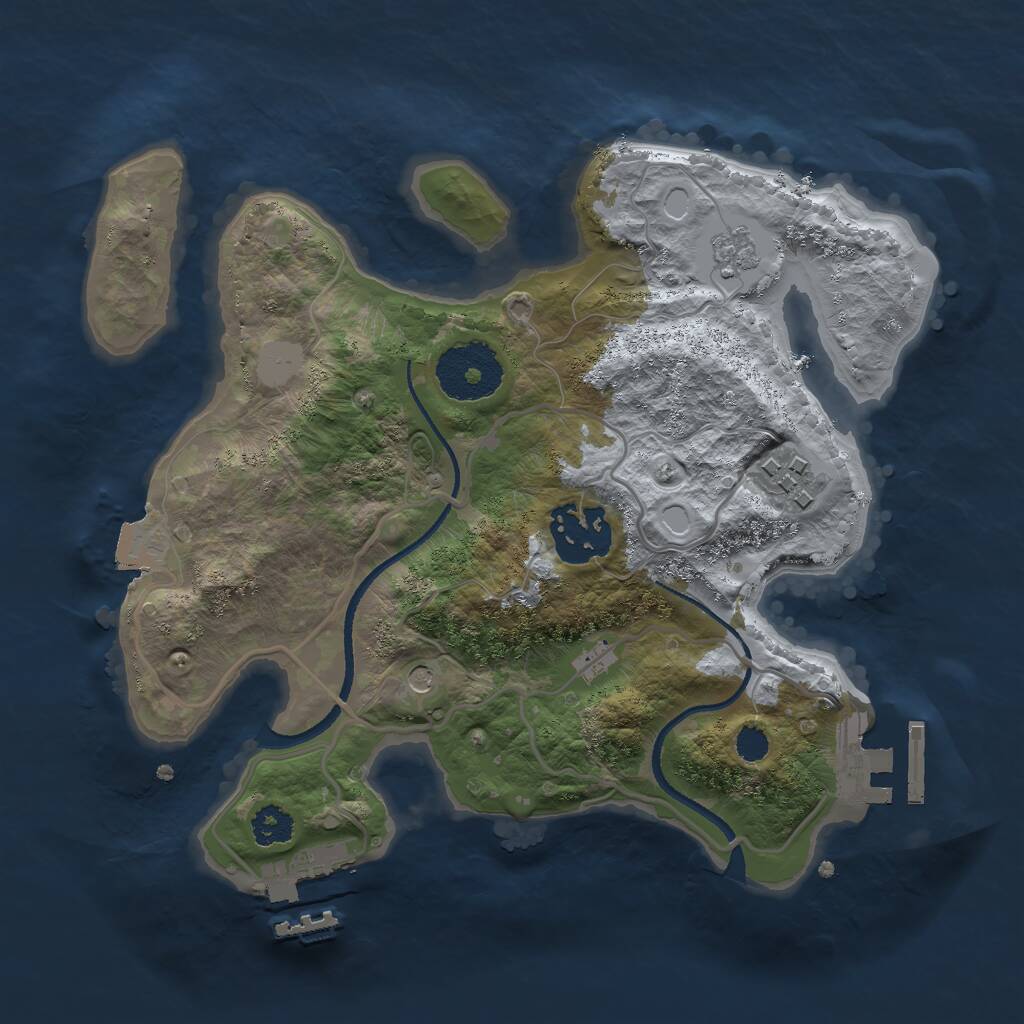 Rust Map: Procedural Map, Size: 2500, Seed: 1703259650, 7 Monuments
