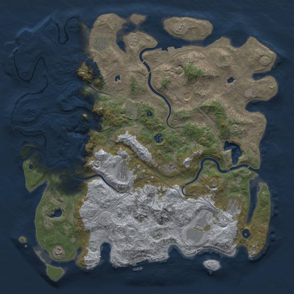 Rust Map: Procedural Map, Size: 5000, Seed: 1276797508, 16 Monuments