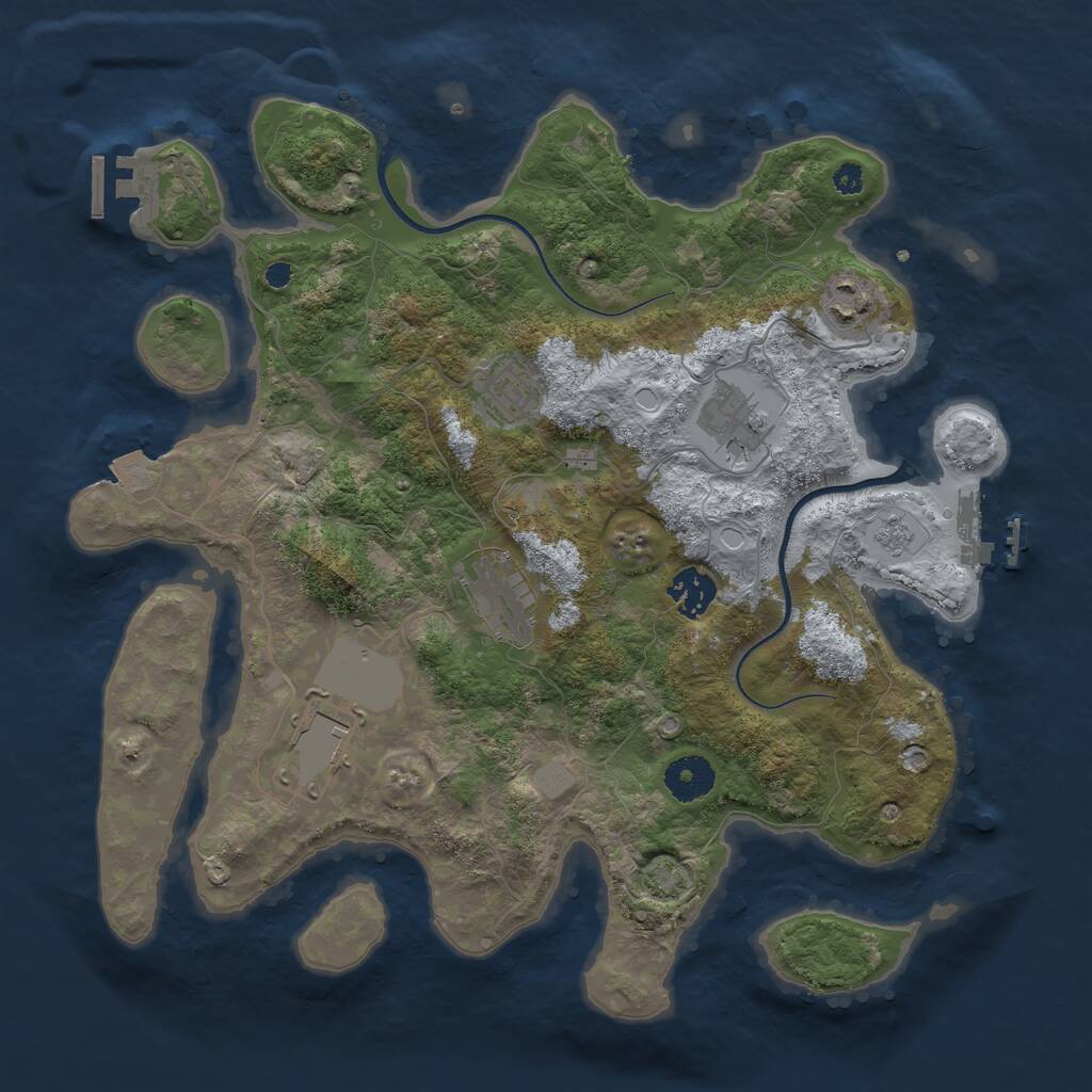 Rust Map: Procedural Map, Size: 3500, Seed: 1697217115, 11 Monuments