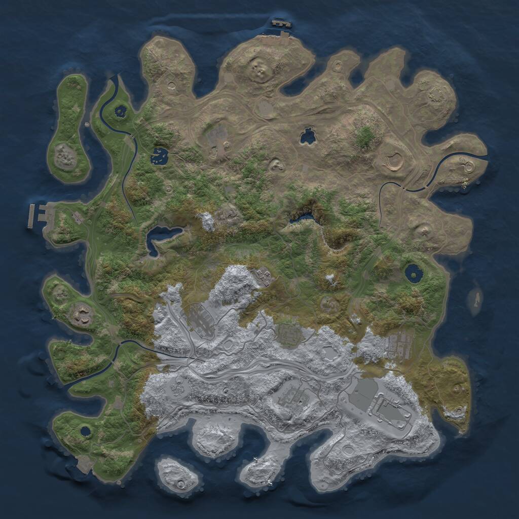 Rust Map: Procedural Map, Size: 4300, Seed: 184577895, 16 Monuments