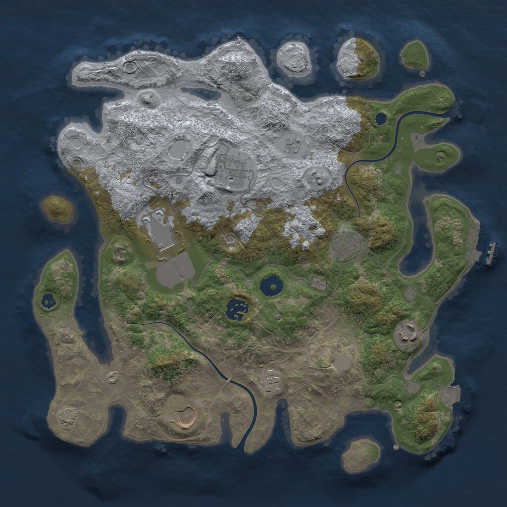 Rust Map: Procedural Map, Size: 3500, Seed: 2127838044, 12 Monuments