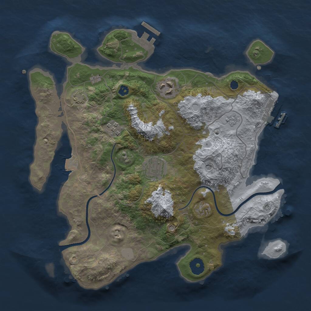 Rust Map: Procedural Map, Size: 3000, Seed: 1290266569, 9 Monuments