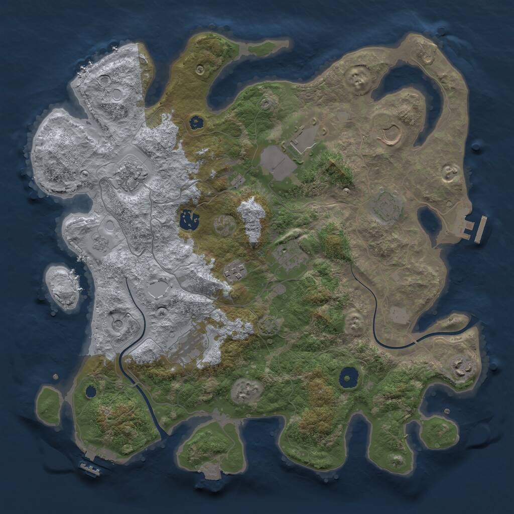 Rust Map: Procedural Map, Size: 3750, Seed: 16590261, 15 Monuments