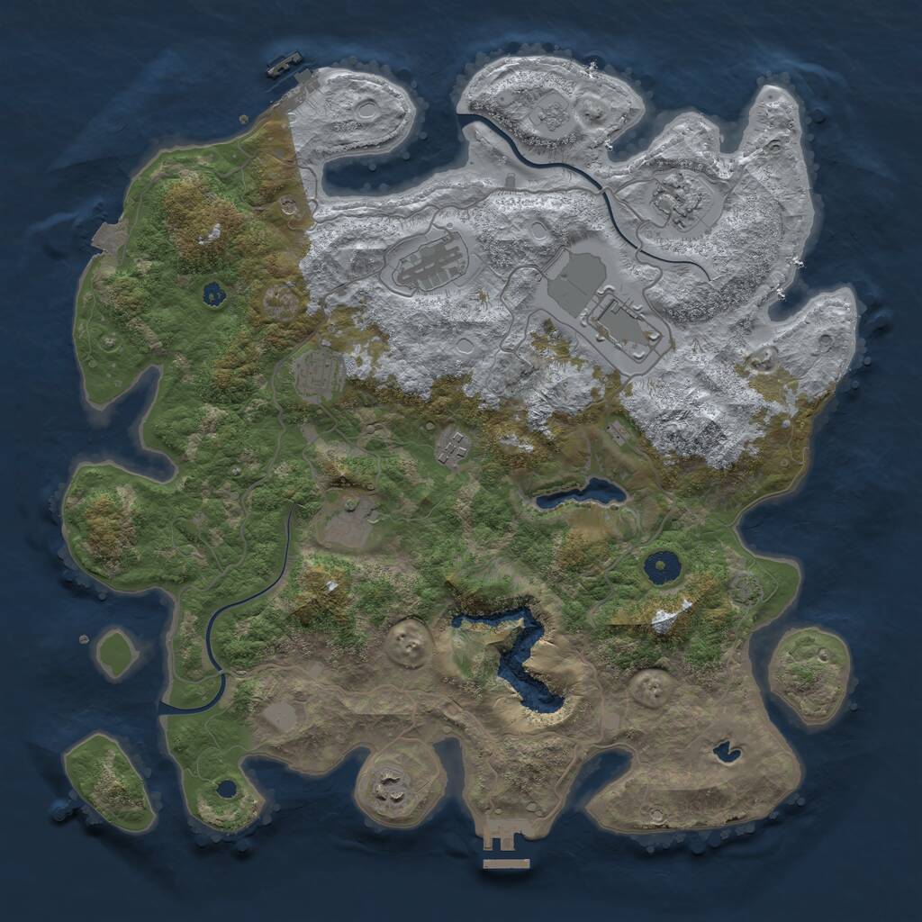 Rust Map: Procedural Map, Size: 4000, Seed: 55318008, 13 Monuments